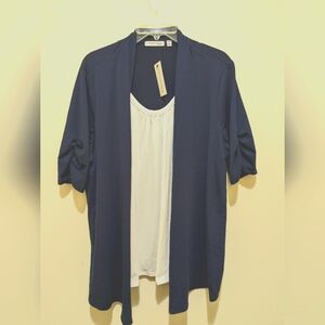 Notations blue and white cardigan shirt - 2x